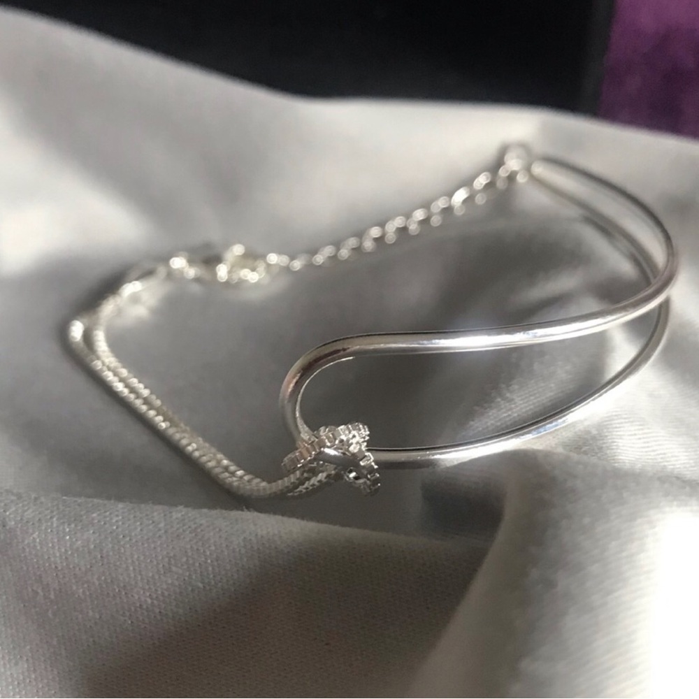 Sterling Silver Double Band Knot Bracelet